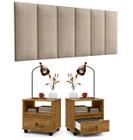 Conjunto 2 Mesa de Cabeceira Mudo E Cabeceira Estofada Cama Casal