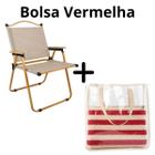 Conjunto 2 Pçs Cadeira com Apoio em Madeira Retro + Bolsa 2 Em 1 Impermeável Praia Piscina Camping - Bancos, Cadeiras