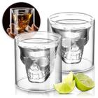 Conjunto 2 Peças De Copo Whisky Caveira Parede Dupla Shot - HausKraft