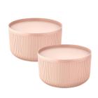 Conjunto 2 Peças Potes Bowl Com Tampa Rosé Plastico 750ml 1,5l Dynasty