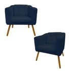 Conjunto 2 Poltronas Cadeira Decorativa Quarto Lavinia Suede Azul Marinho - DL Decor - Doce Lar Decorações