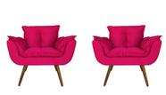 Conjunto 2 Poltronas Decorativa Estofada Para Salão de Beleza Opala Suede Rosa Pink - LM DECOR