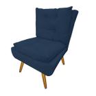 Conjunto 2 Poltronas Decorativa Estofada Quarto Closet Karen Suede Azul Marinho - LM DECOR