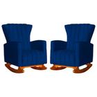 Conjunto 2 Poltronas Estofadas de Balanço Melinda Suede Azul Marinho - DL DECOR - Doce Lar Decorações