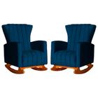 Conjunto 2 Poltronas Estofadas de Balanço Melinda Veludo Azul Marinho - LM DECOR