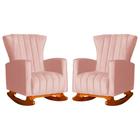 Conjunto 2 Poltronas Estofadas de Balanço Melinda Veludo Rosa - DL DECOR