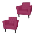 Conjunto 2 Poltronas Estofadas Para Consultório Classic Suede Rosa Pink - DL Decor - Doce Lar Decorações