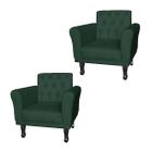 Conjunto 2 Poltronas Estofadas Para Consultório Classic Suede Verde - DL Decor - Doce Lar Decorações