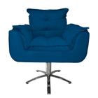 Conjunto 2 Poltronas Para Recepção Com Base Giratória de Metal Opala Suede Azul Royal - DL Decor - Doce Lar Decorações