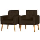 Conjunto 2 Poltronas Para Sala Decorativa Dubay Suede Marrom Arapol