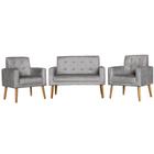 Conjunto 2 Poltronas Para Sala Decorativa e Namoradeira Dubay Linho Escuro Arapol