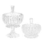 Conjunto 2 Potiches Baleiro Decorativo De Cristal Para Mesa Bala Doces Decoração