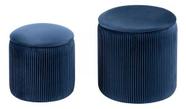 Conjunto 2 Puff Tecido 36x35cm E 44x42cm Ate 100kg - Azul - HOMY