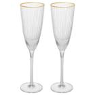 Conjunto 2 taças para champanhe de vidro com borda dourada lines 300 ml