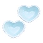Conjunto 2 Tigela Bowls Coração Azul Bebe 15 cm Porcelana