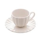 Conjunto 2 Xícaras de Café de Porcelana com Pires Pétala Branco Matt - 90ml