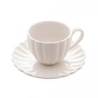 Conjunto 2 Xicaras de Café em Porcelana com Pires Pétala Branco Matt 90ml Wolff