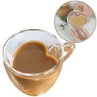 Conjunto 2 Xicaras Para Cafe Com Parede Dupla 80ml De Vidro Coração - Xícara Transparente Ideal Chá Cafezinho, Capuccino