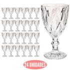 Conjunto 24 de Copos Diamante 300ml Vidro Transparente Vinho