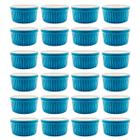 Conjunto 24 Ramekins Azul 135ml Porcelana Molhos Petiscos