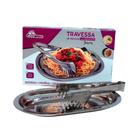 Conjunto 2pcs Travessa C/ Pegador Inox Para Porções Massas