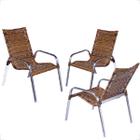 Conjunto 3 Cadeiras Alumínio Área Externa Fortaleza Fibra Sintética Artesanal