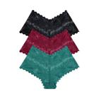 Conjunto 3 Calcinhas Boyshorts Renda Cintura Baixa - Floral