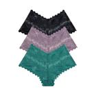 Conjunto 3 Calcinhas Boyshorts Renda Cintura Baixa - Floral