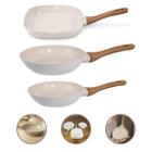 Conjunto 3 Frigideiras Revestimento Cerâmico Antiaderente Fundo Triplo Indução