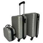 Conjunto 3 Malas De Viagem Cinza Cadeado Acoplado De Senha - Winth