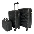 Conjunto 3 Malas de Viagem Preta Cadeado Acoplado de Senha - Winth