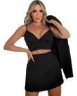 Conjunto Max Blazer Alfaiataria Xadrez S.M.R Cropped E Short Saia - Quest  Moda Net