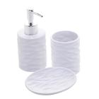 Conjunto 3 peças para banheiro de cerâmica branco Canne Lyor - L4485