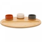 Conjunto 3 Petisqueiras Com Bandeja de Bambu 33x25x4cm Lyor