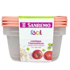 Conjunto 3 Potes Grandes Para Alimentos Organizador de Geladeira Marmita Alta Qualidade Sanremo- SALMÃO