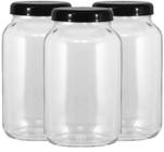 Conjunto 3 Potes Para Mantimentos Vidro 3,2L Preto