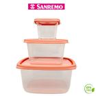 Conjunto 3 Potes Plástico Organizador de Cozinha Alimentos Geladeira Varios Tamanhos Sanremo - SALMÃO