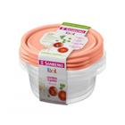 Conjunto 3 Potes Plásticos Sanremo 620ml - Coral, Hermético, BPA Free, p/ Freezer Micro-ondas