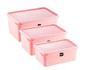 Conjunto 3 Potes Porta Mantimentos Rosa com Tampa Transparente UZ - UZ UTILIDADES