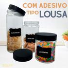 Conjunto 3 Potes Vidro Com Tampa E Adesivo Lousa Para Escrever Decoração Cozinha Pote Para Alimentos Biscoito Doces