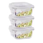 Conjunto 3 Potes Vidro Hermético Tampa Mantimentos 520ml