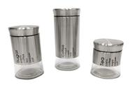 Conjunto 3 Potes Will Inox E Vidro Aço Escovado D0310