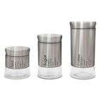 Conjunto 3 Potes Will Inox E Vidro Aço Escovado - Dolce Home