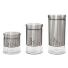 Conjunto 3 Potes Will Inox e Vidro Cromado- DOLCE HOME