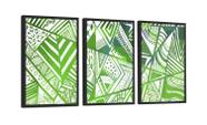 Conjunto 3 Quadros Decorativos Formas Geométricas Verdes Com Vidro 40X60CM