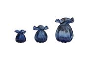 Conjunto 3 Vasos Decorativo Murano Trouxinha P. M. G. Azul Marinho