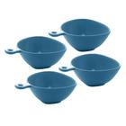 Conjunto 4 Bowls de Porcelana Nórdica Azul - 14cm x 12cm x 6cm