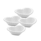 Conjunto 4 Bowls Porcelana Coração Beads Branco 13x11x4cm