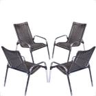 Conjunto 4 Cadeiras Alumínio Área Externa Fortaleza Fibra Sintética Artesanal