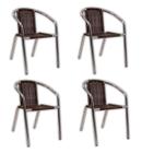 Conjunto 4 Cadeiras Alumínio/Marrom Leve Resistente Varanda Externa Jardim Top Luxo